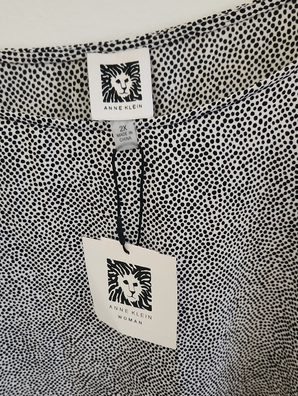 NWT Anne Klein Bateau Neck Black and White Speckled Short Sleeve Blouse 2X - Picture 4 of 8